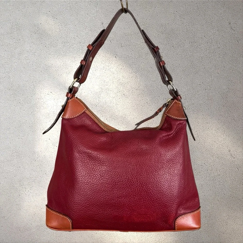 Dooney & Bourke Pebble Grain Hobo Shoulder Bag Purse Wine Red